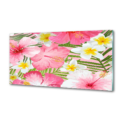 Kitchen wall panels Tropical flowers