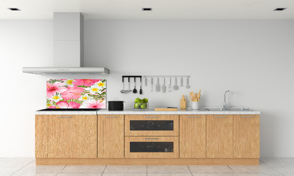 Kitchen wall panels Tropical flowers