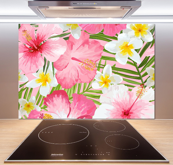 Kitchen wall panels Tropical flowers