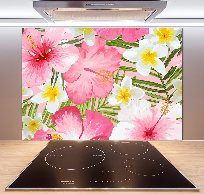 Kitchen wall panels Tropical flowers