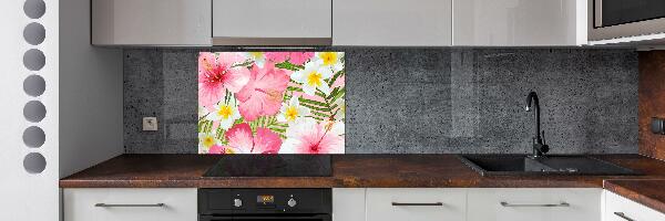 Kitchen wall panels Tropical flowers