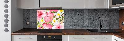 Kitchen wall panels Tropical flowers