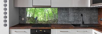 Kitchen splashback Ornithologist in the forest