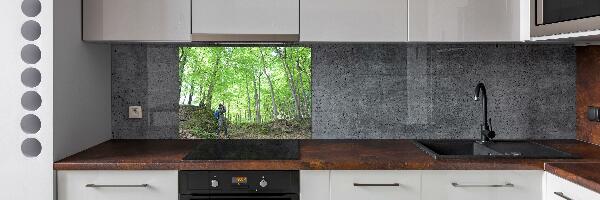 Kitchen splashback Ornithologist in the forest