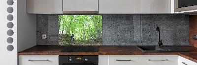 Kitchen splashback Ornithologist in the forest