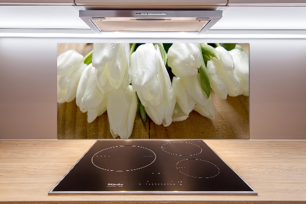 Splashback panel for kitchen White tulips