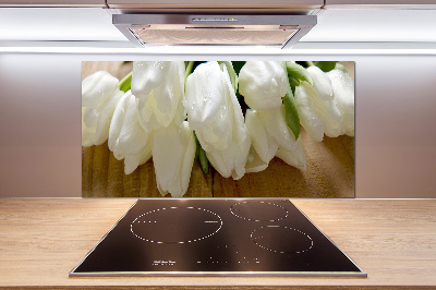 Splashback panel for kitchen White tulips