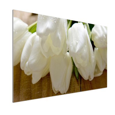 Splashback panel for kitchen White tulips