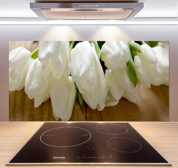 Splashback panel for kitchen White tulips