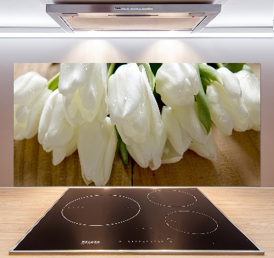 Splashback panel for kitchen White tulips