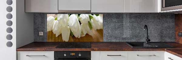 Splashback panel for kitchen White tulips