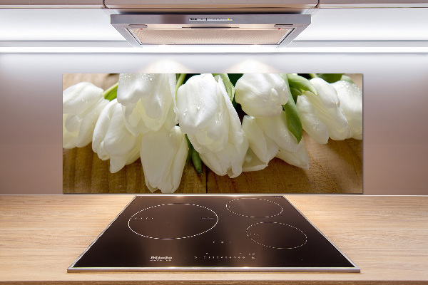 Splashback panel for kitchen White tulips