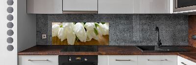 Splashback panel for kitchen White tulips