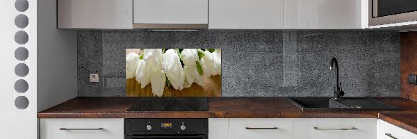 Splashback panel for kitchen White tulips