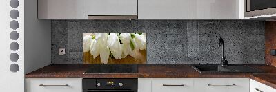 Splashback panel for kitchen White tulips