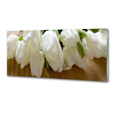 Splashback panel for kitchen White tulips