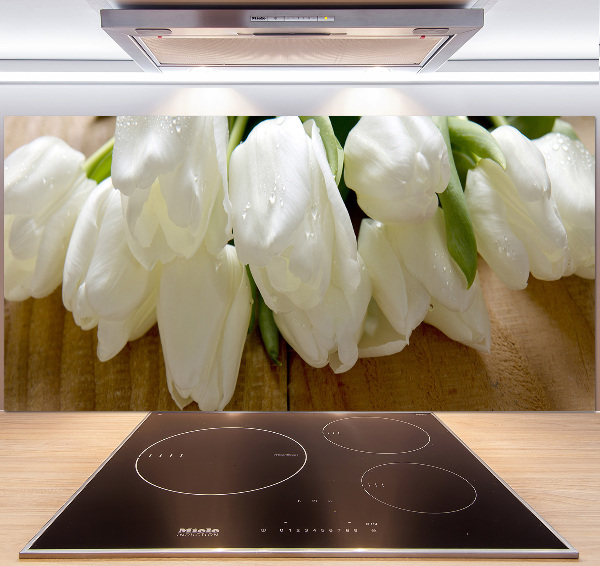 Splashback panel for kitchen White tulips