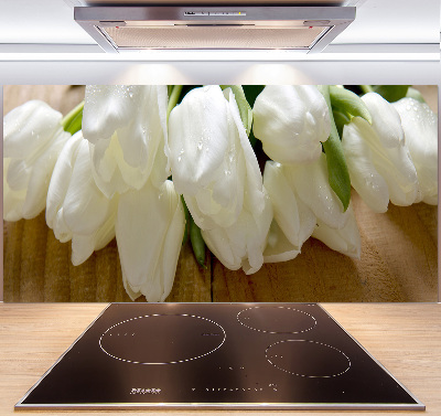 Splashback panel for kitchen White tulips