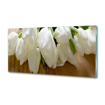 Splashback panel for kitchen White tulips