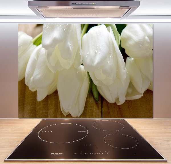 Splashback panel for kitchen White tulips