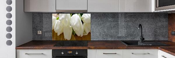 Splashback panel for kitchen White tulips