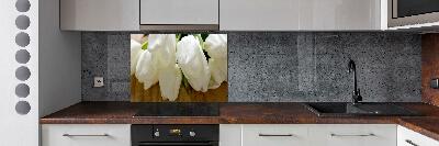 Splashback panel for kitchen White tulips