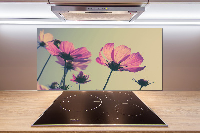 Hob splashback Pink flowers