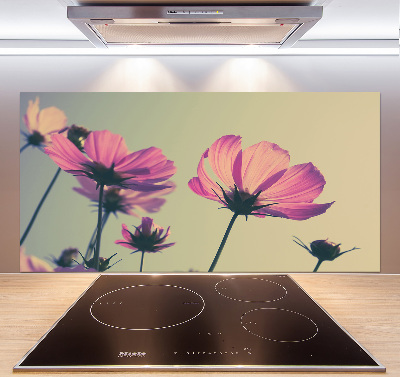 Hob splashback Pink flowers