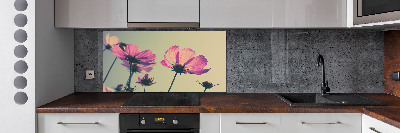 Hob splashback Pink flowers