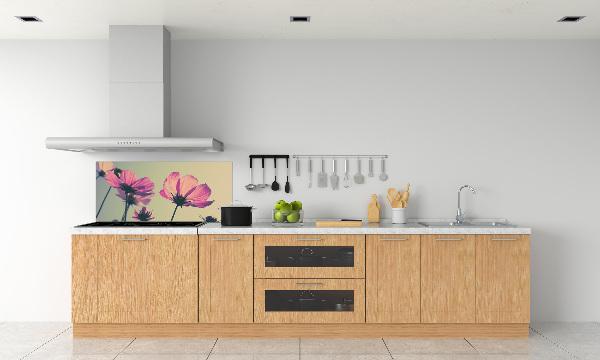 Hob splashback Pink flowers