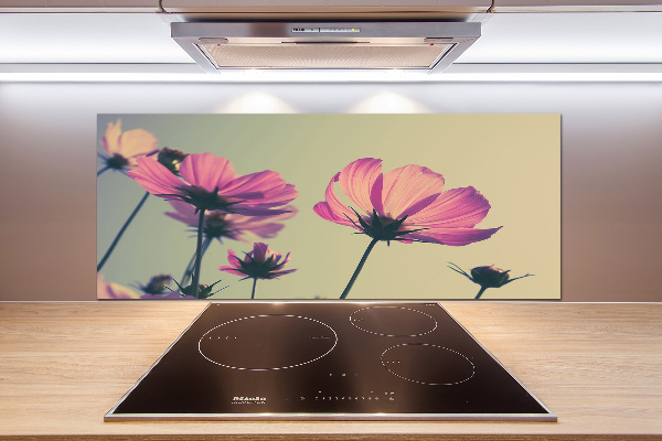 Hob splashback Pink flowers