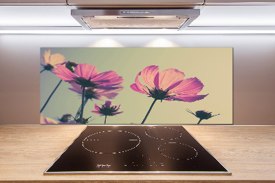 Hob splashback Pink flowers