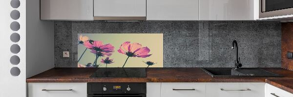 Hob splashback Pink flowers