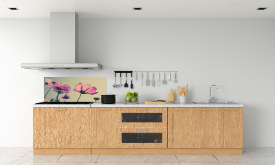 Hob splashback Pink flowers