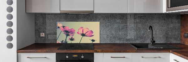 Hob splashback Pink flowers