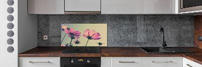 Hob splashback Pink flowers