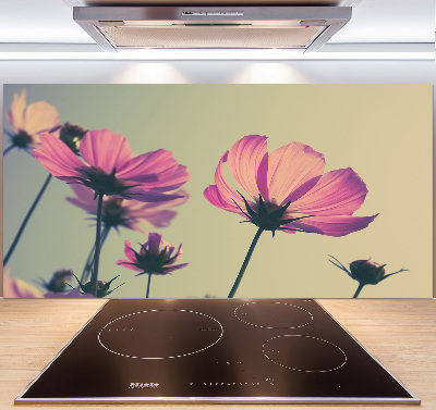 Hob splashback Pink flowers