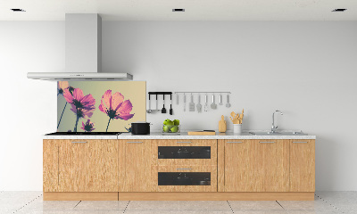 Hob splashback Pink flowers