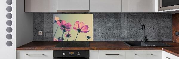 Hob splashback Pink flowers