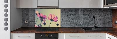 Hob splashback Pink flowers