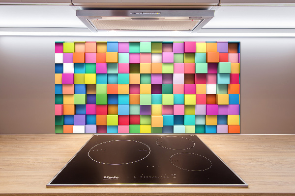 Glass splashback Colorful squares