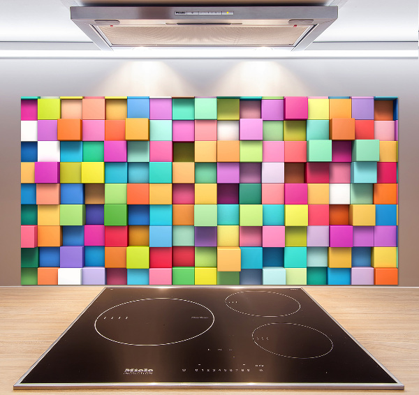 Glass splashback Colorful squares