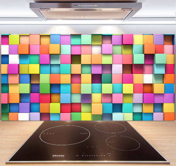 Glass splashback Colorful squares