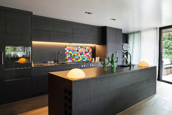 Glass splashback Colorful squares