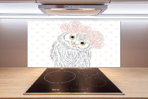 Cooker splashback Owl in a wreath