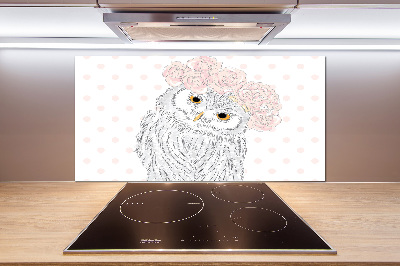 Cooker splashback Owl in a wreath