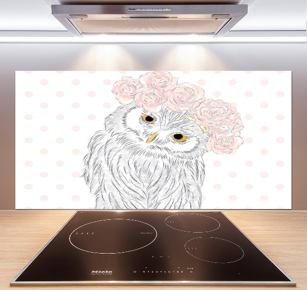 Cooker splashback Owl in a wreath