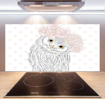 Cooker splashback Owl in a wreath