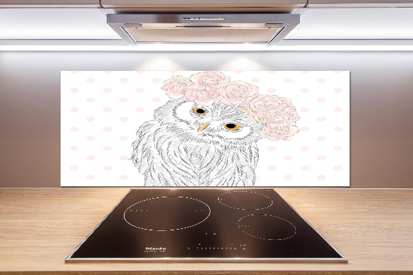 Cooker splashback Owl in a wreath