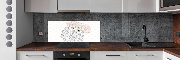 Cooker splashback Owl in a wreath